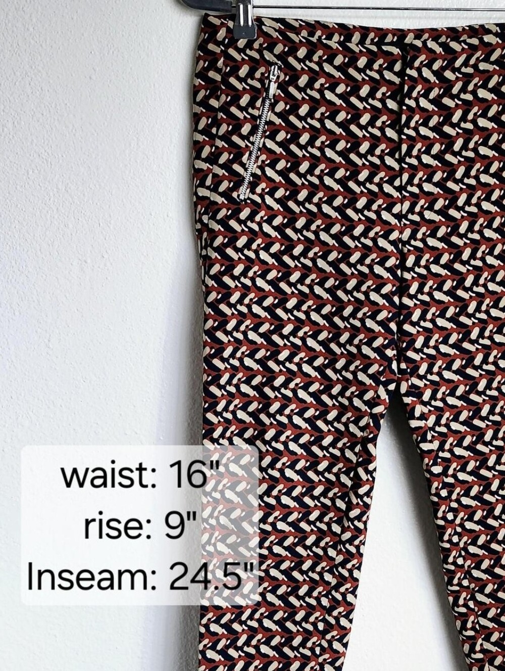 Zara Geometric Print Cigarette Pants Medium Retro Mod Ankle Pants - Picture 7 of 7